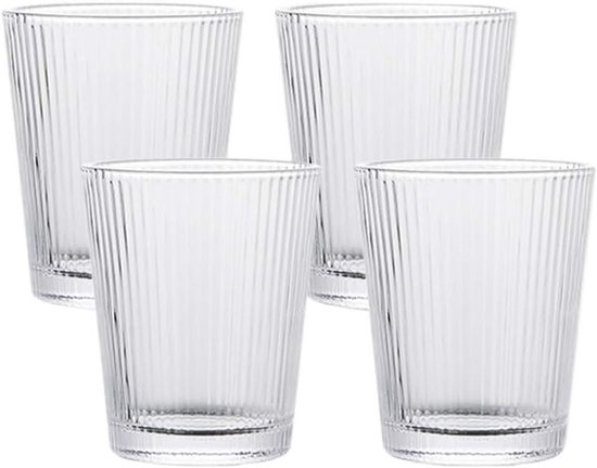 Glaver's 4-delige set drinkglazen, echte ambachtelijke vintage Italiaanse stijl, elegante 500 ml heldere glazen set voor verfrissende dranken, dranken, cocktails. Vaatwasmachinebestendig