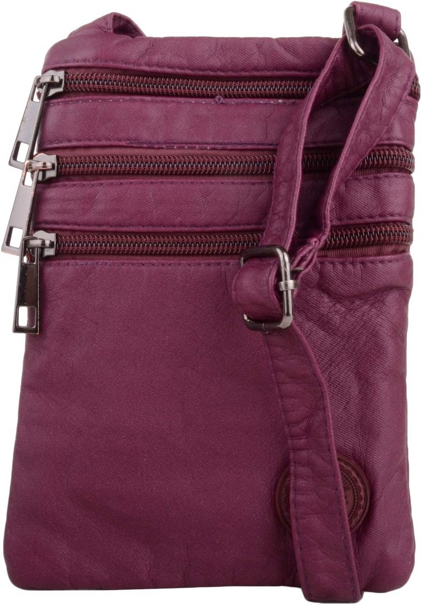 Praktische Dames Schoudertas Kunstleer - Crossbody Tas Verstelbaar - Burgundy
