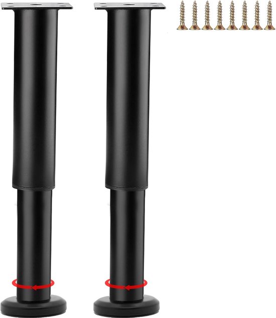 Quixotical 4 stuks verstelbare poten voor bedframe - robuuste steunpoten 15-25 cm, verstelbare meubelpoten voor bank, tafel, bedframe