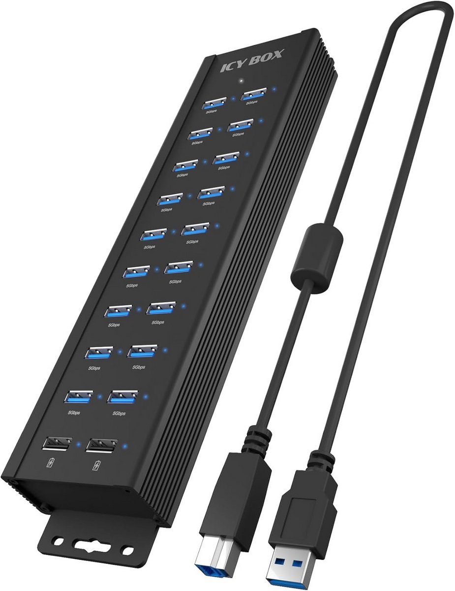 Krachtige USB 3.2 Gen 1 Hub met 20 Poorten en Oplaadfuncties