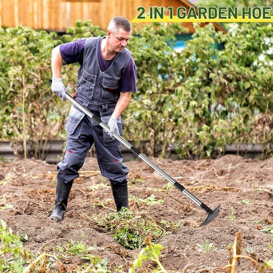 Stevige 2-in-1 Tuinhak voor Onkruid wieden en Aanaarden - Verstelbaar Handvat 76-152 cm van Merkloos	 — afbeelding 3