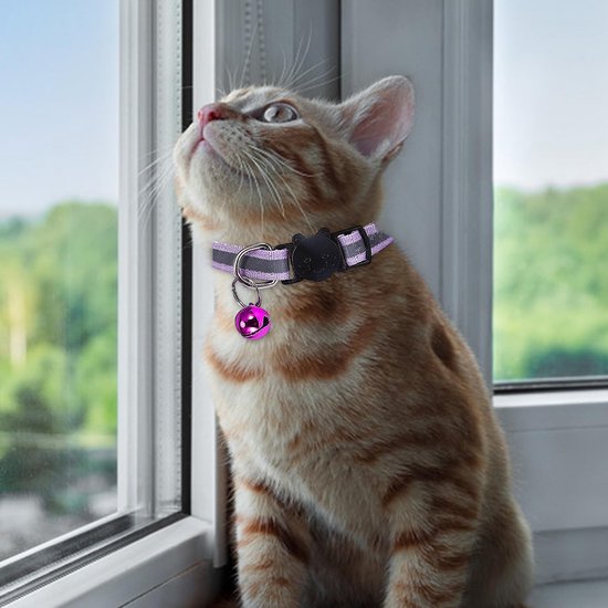 Verstelbare Kattenhalsband – Licht & Comfortabel – 20-26 Cm – Paars – 3-traps Gesp – Voor Binnen En Buiten 2 miniatura