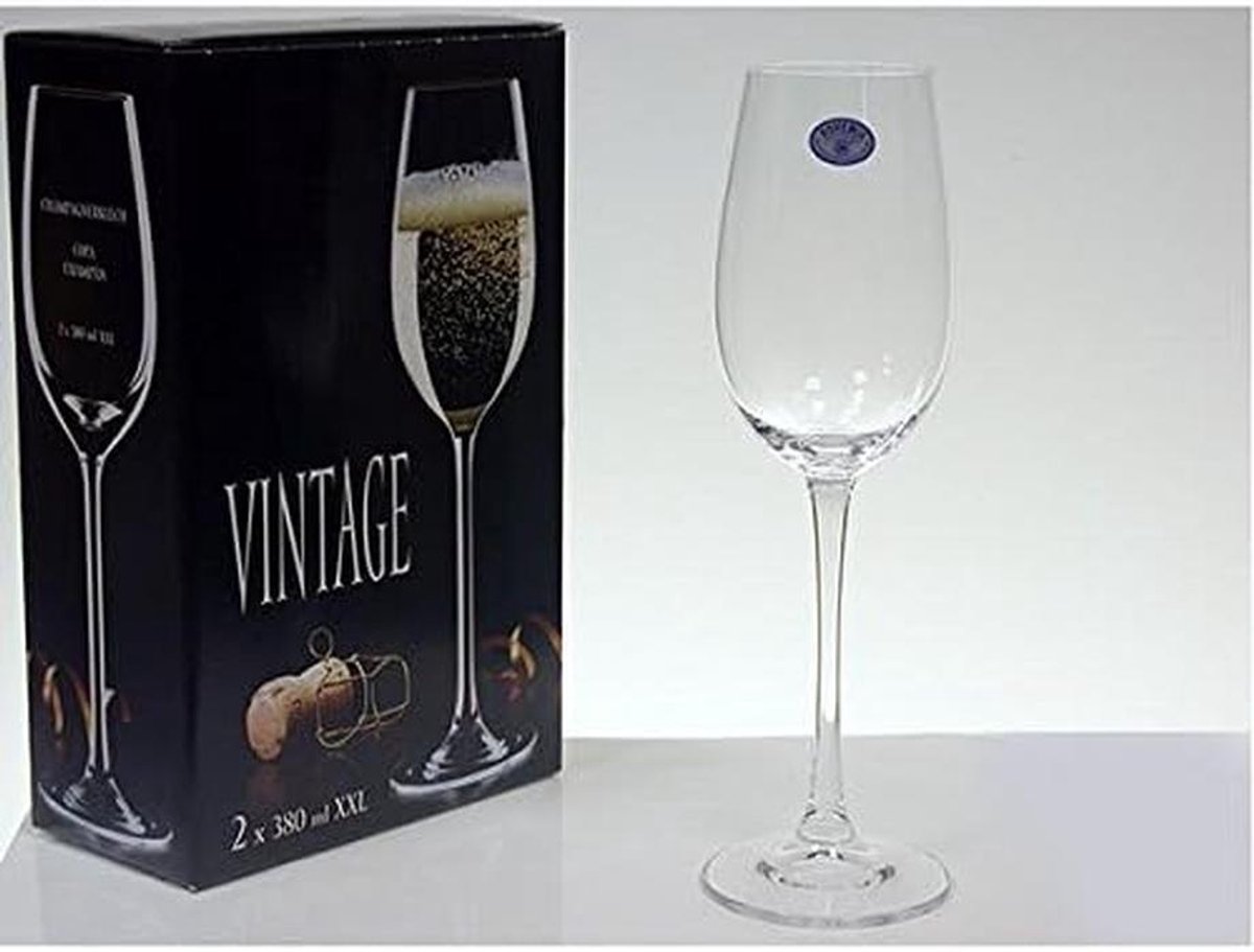 Vintage Champagneglazen Set van 2, Kristalglas, 38 cl