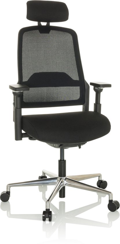 hjh OFFICE 657120 bureaustoel, directiestoel, VENUS BASE, netstof, oranje, ergonomische flexibele lendensteun, hoog zitcomfort, draaistoel, ergonomisch, verstelbare armleuningen, bureaustoel
