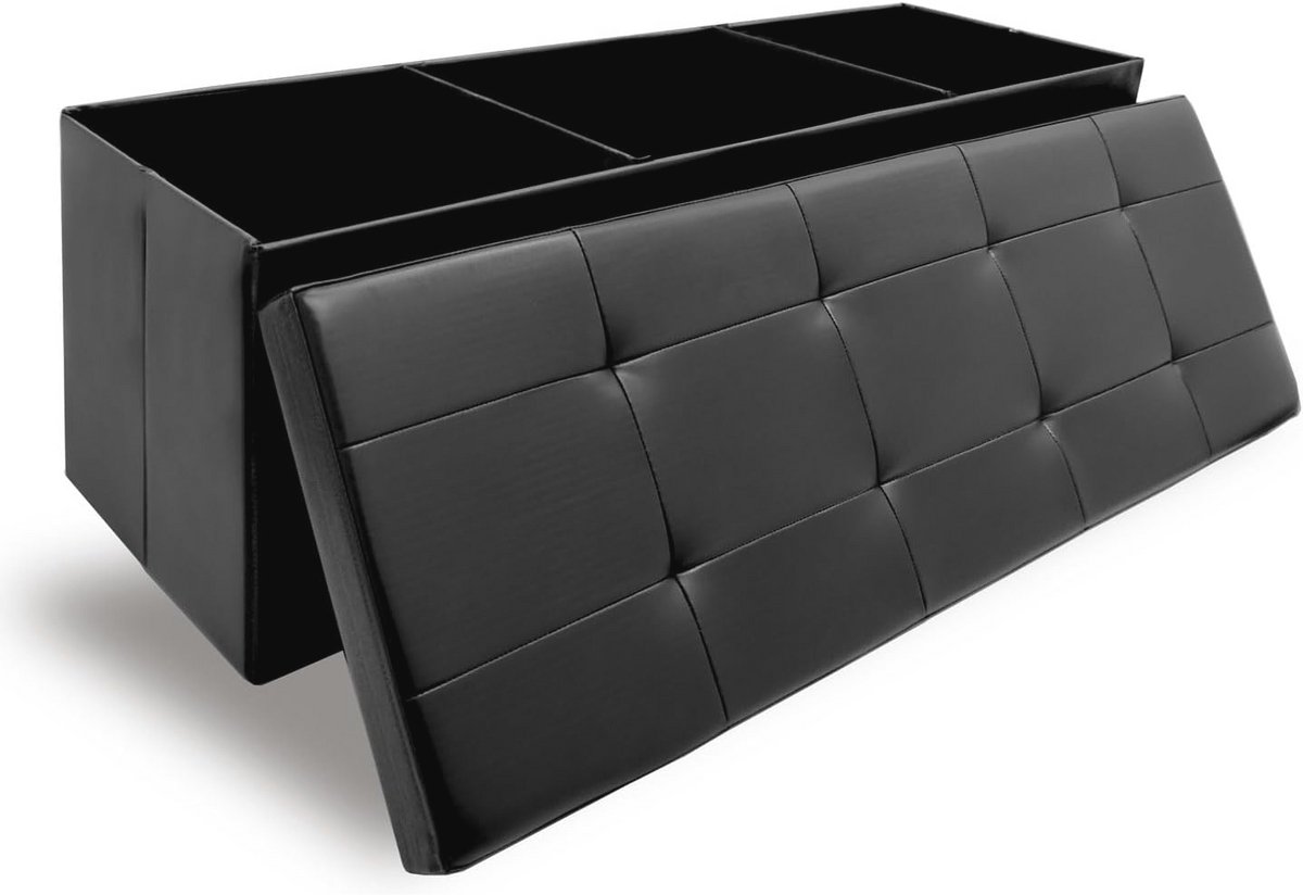Stijlvol Zitbankje met Opbergruimte 110 cm - Kunstleer - Praktische Voetenbank met 120L Opbergruimte en Deksel - Ideaal voor Slaapkamer, Hal en Kinderkamer