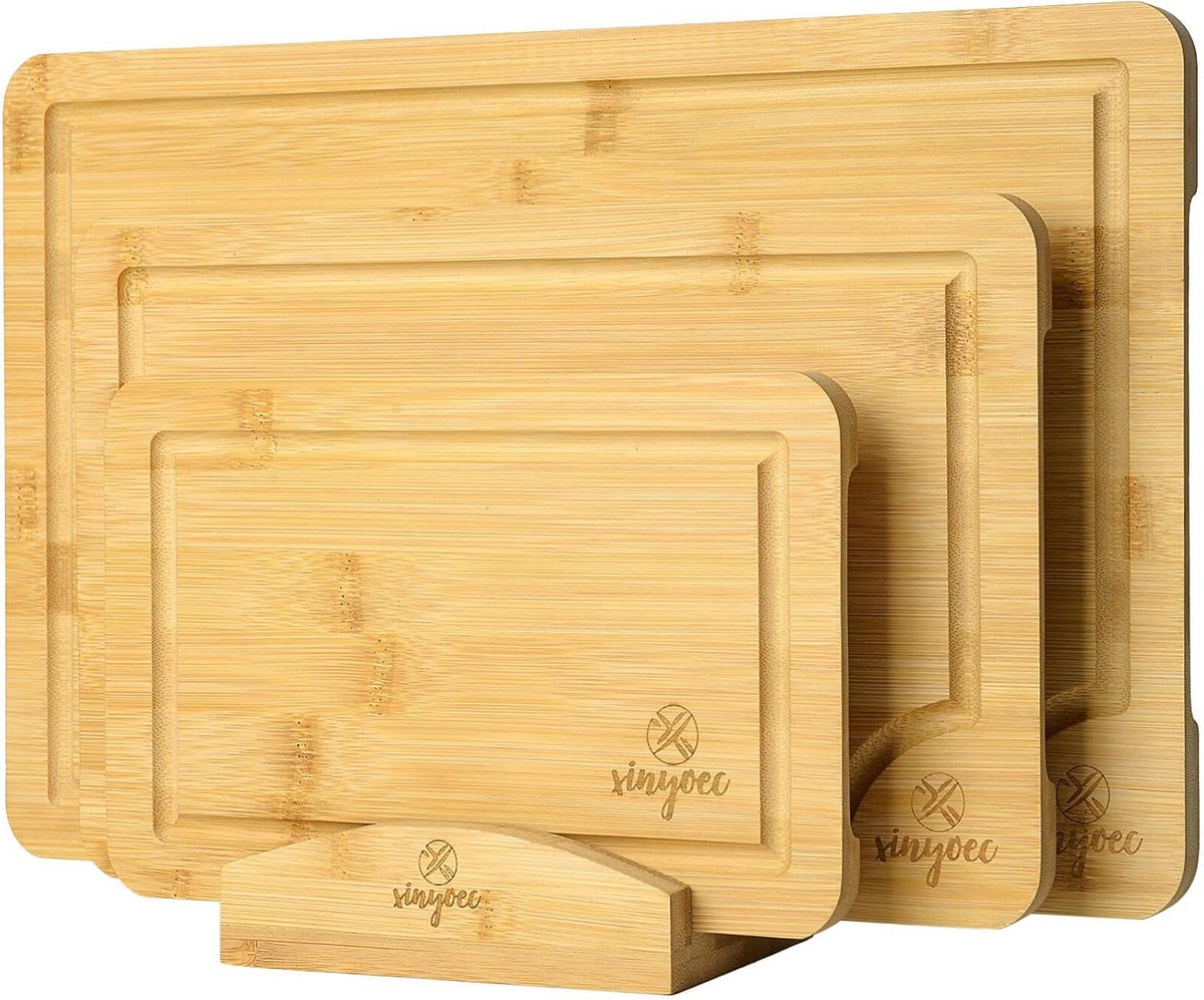 Snijplank set van 3 - Bamboe snijplanken met groef voor keuken