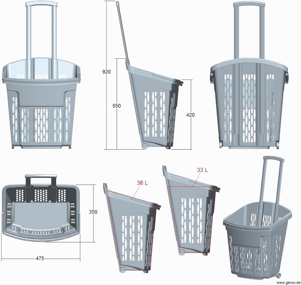 Winkeltrolley 40 liter - Shopper met wielen en uittrekbaar handvat