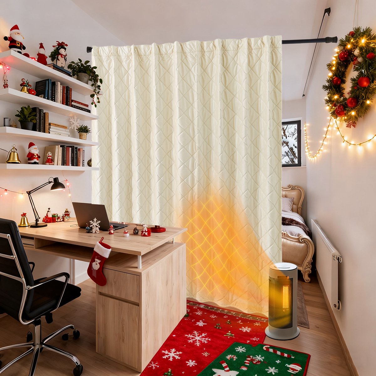 Qelus Extra Breed Verduisterende Gordijn 254x244cm - 410gsm Warmte- en Geluidsisolerend Fluweel - Kant en Klaar met Plooiband - Beige