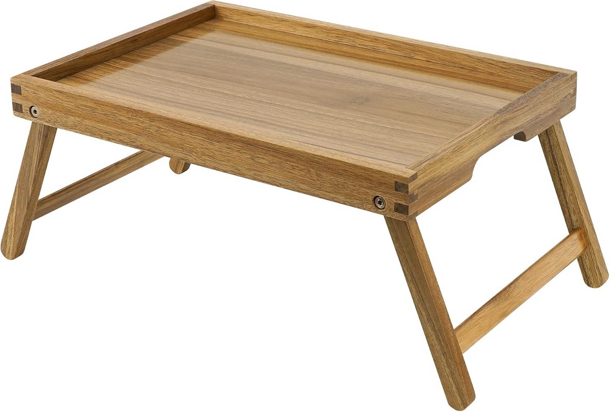 Houten Bed Dienblad met Opvouwbare Poten voor Ontbijt en Laptop