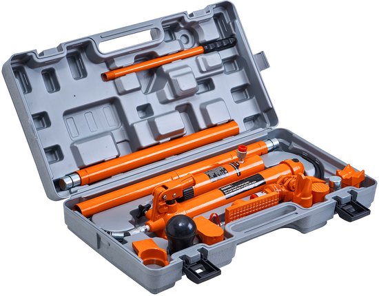 Kit Porta Power 12 Tonnes, Cric Hydraulique Portable, Tuyau d'Huile 140 Cm, Ensemble de Réparation pour Châssis de Carrosserie pour Automobiles, Camions et Véhicules Agricoles, Incluant Sac de Transport