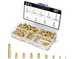 IMPERATORIS® Set Van 305 - M2 M3 M4 M5 Kartelmoeren met Binnendraad – Messing Inzetmoeren / Inzetstuk met Schroefdraad – Threaded Inserts Inzetstukken met Schroefdraad voor Kunststof, 3D-Printen en Spuitgieten