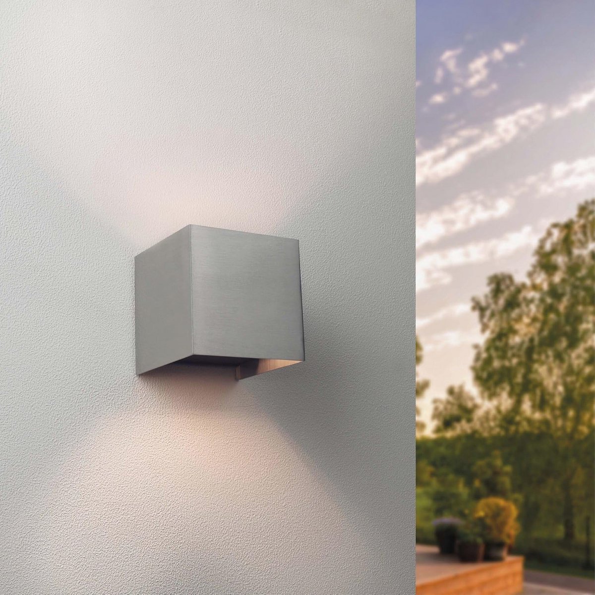 Dimbare LED Wandlamp 3.5W - 2700K IP54, Grijs, Vierkant, Up&Down Light, G9 Fitting, RVS, Binnen/Buiten