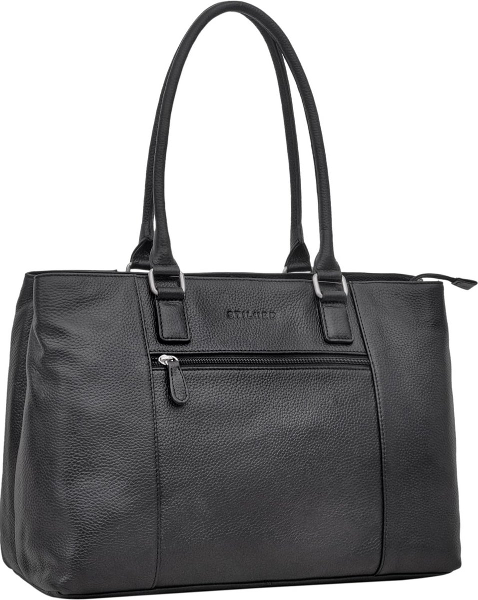 Leren Laptoptas Dames 15.6 Inch Schoudertas Voor Werk Vintage Stijl
