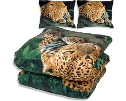 Dekbed zonder overtrek - All year 200x200cm - Luipaard Zwart - Wasbaar Dekbed Zonder Overtrek – Hypoallergeen & Antibacterieel – 30 dagen proefslapen - Wasbaar hoesloos dekbed - Bedrukt dekbed - zomerdekbed & winterdekbed