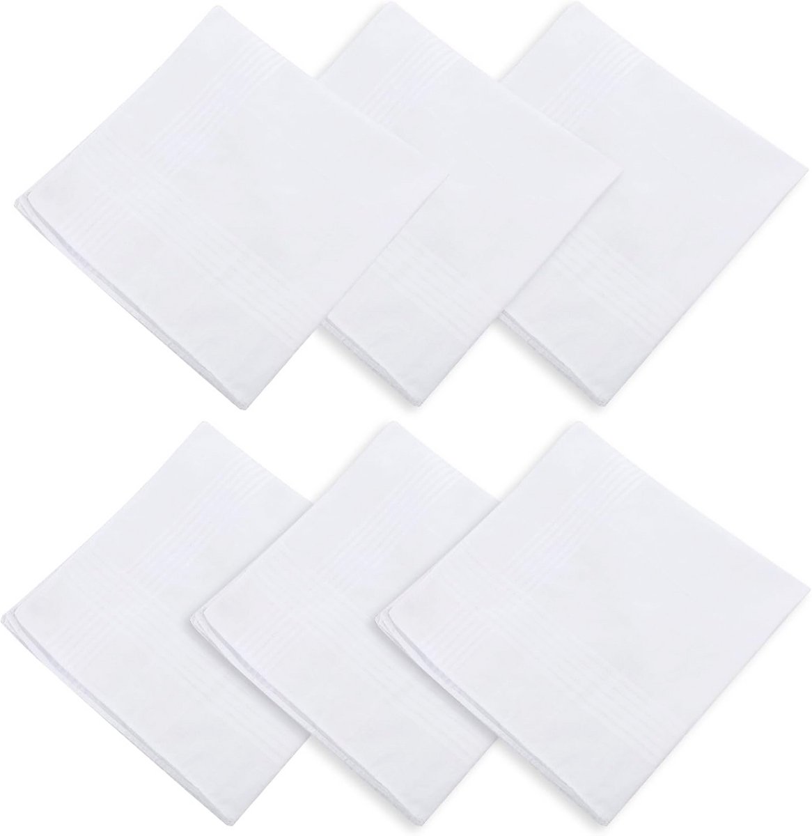 Witte Katoenen Zakdoeken voor Heren - 6 Stuks, 40 x 40 cm, Zacht en Elegant