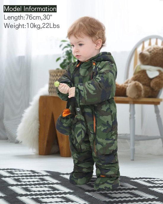Warme babyromper met capuchon voor peuters, fleece sneeuwpak met handschoenen en sokjes, 3-24 maanden — afbeelding 4