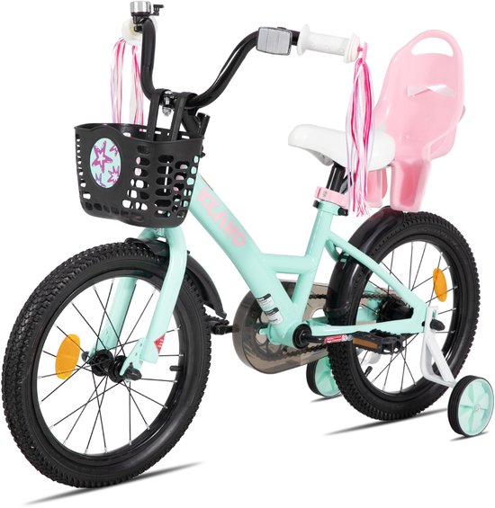 Joystar Zinnia Kinderfiets - 14 Inch - Met Mandje & Slingers - Zijwieltjes - Bel - Terugtraprem - Groente van JOYSTAR — afbeelding 2