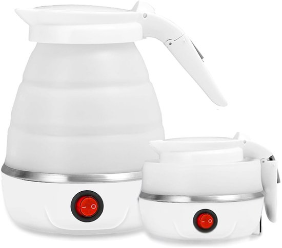 Mini Opvouwbare Waterkoker - 0.6 Liter Kleine Reiswaterkoker - Inklapbaar - Reis Waterkokers voor Camping Hotel Senioren - Wit