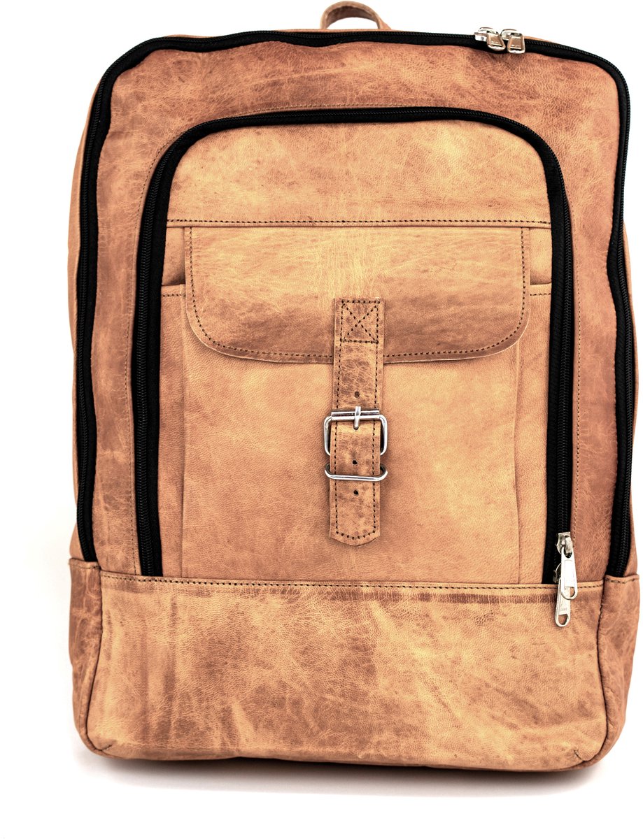 Rugtas Echt Leren Rugzak – Urban Chique Laptop Tas ‘Andora’- 45x30x10cm - OnceDoce® - model 0732