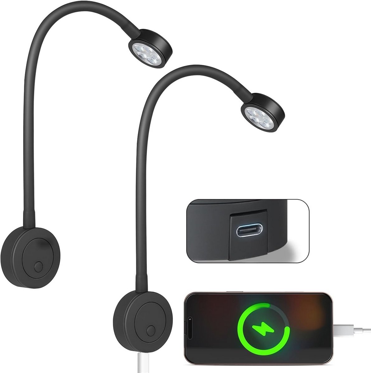 12V LED Wandleeslamp met Flexibele Goosneck en Dimmerschakelaar voor Camper, Van en Caravan