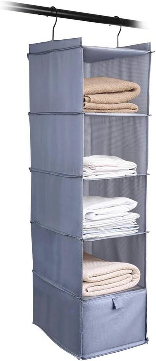 Hangende Opbergruimte met 5 Vakken en Lade - Multifunctionele Organizer voor Kledingkast