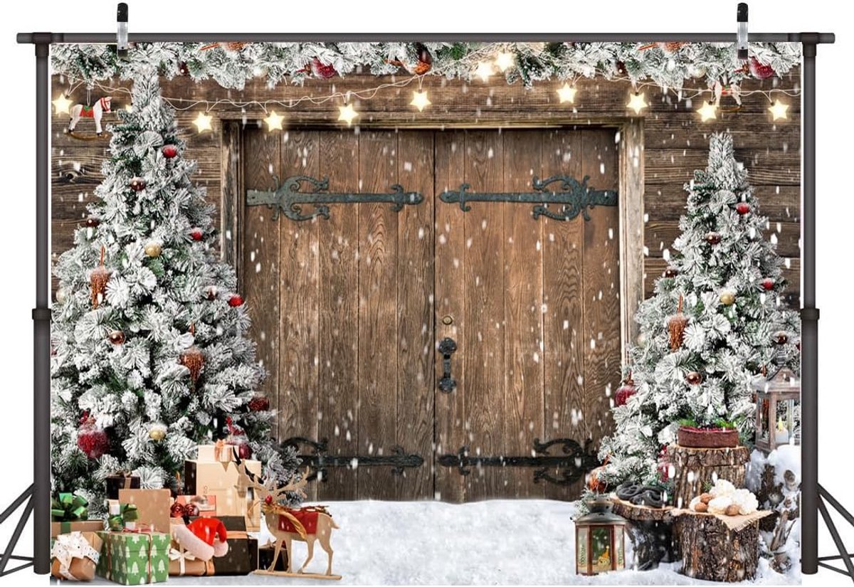 Kerst Achtergrond voor Fotografie - Rustieke Houten Deur 10x8FT