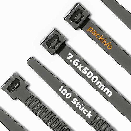 Zwarte Kabelbinders 500 mm x 7,6 mm - Extra Sterk en Hittebestendig