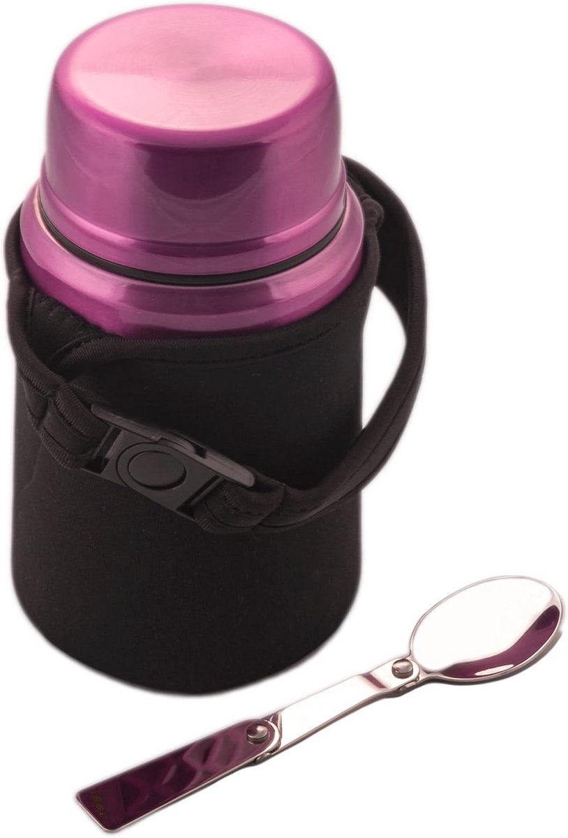 Thermische voedselpot 620ml - RVS thermos container met neopreen sleeve