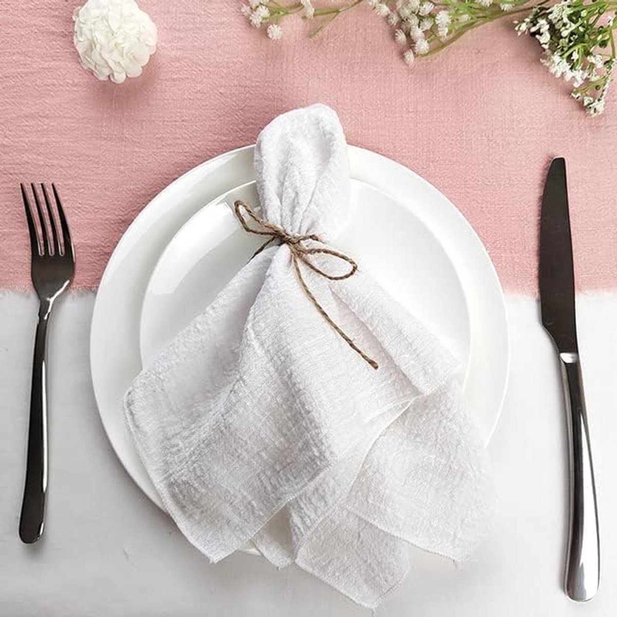 Set van 10 Katoenen Gaas Servetten 40x40 cm voor Diner en Feestelijk Gebruik