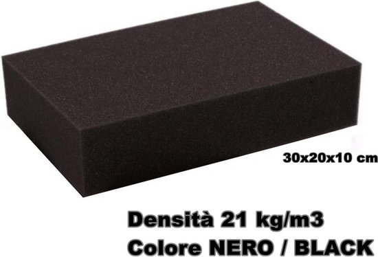 Foto: Zwart schuimrubber blok voor meubelstoffering bescherming en verpakking 30x20x10 cm 