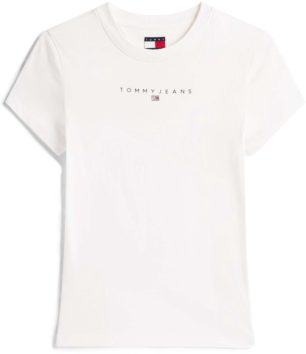 T-Shirt Tommy Jeans Tjw Slim Bling Lijn Fashion Wear Vrouwen Wit