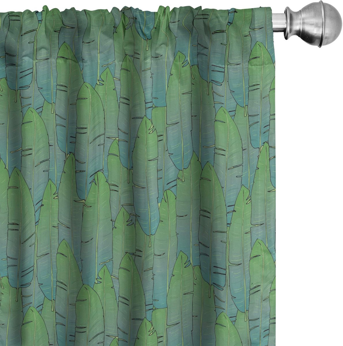 ABAKUHAUS Botanische Voorhangen – Exotische palmblaadjes – 2x75x245 cm – varen groen Fern Green Multicolor