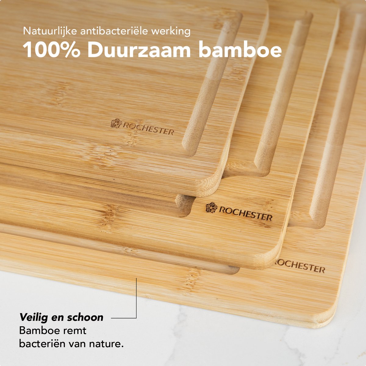 Belle Vous 3 Pak Bamboe Houten Snijplanken - 3 Verschillende Maten - Houten Snijborden voor Koken & Serveer Trays - Keuken Snijplank Set voor Groentes, Vlees, Kaas & Meer