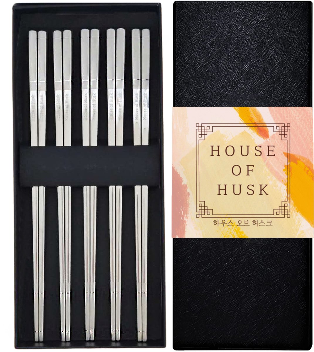 House of Husk Chopsticks Set - Koreaanse Eetstokjes - Vaatwasserbestendig - RVS - 5 Paar - Lux Zilver