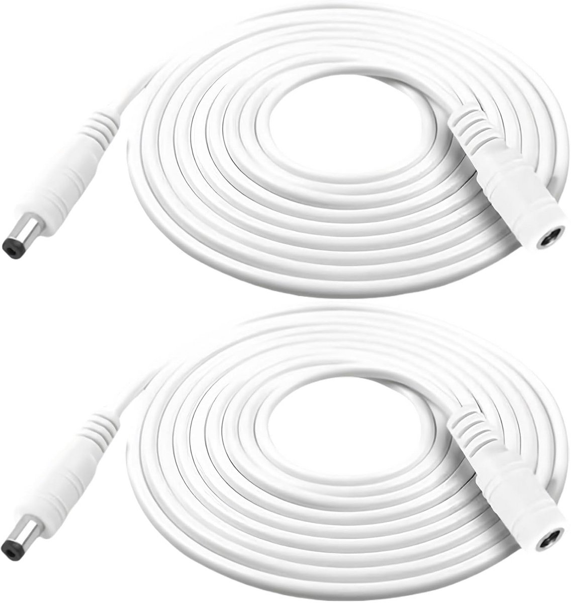 DC Verlengkabel - Netsnoer Adapter - Apparaten Aansluiten - 5.5mm x 2.1mm Connector - 2x 3 Meter - Wit