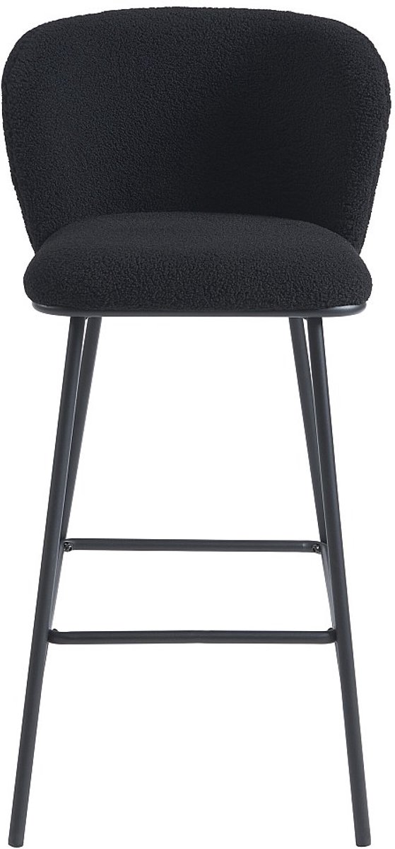 Vente-unique Set van 2 barkrukken in bouclé en metaal - Zwart - SENORASE L 50 cm x H 97 cm x D 54 cm