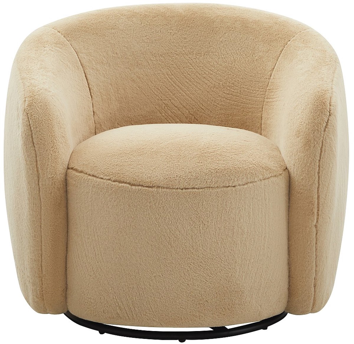 Vente-unique Draaibare fauteuil van taupe kleurige zachte teddy stof - VEREIDE