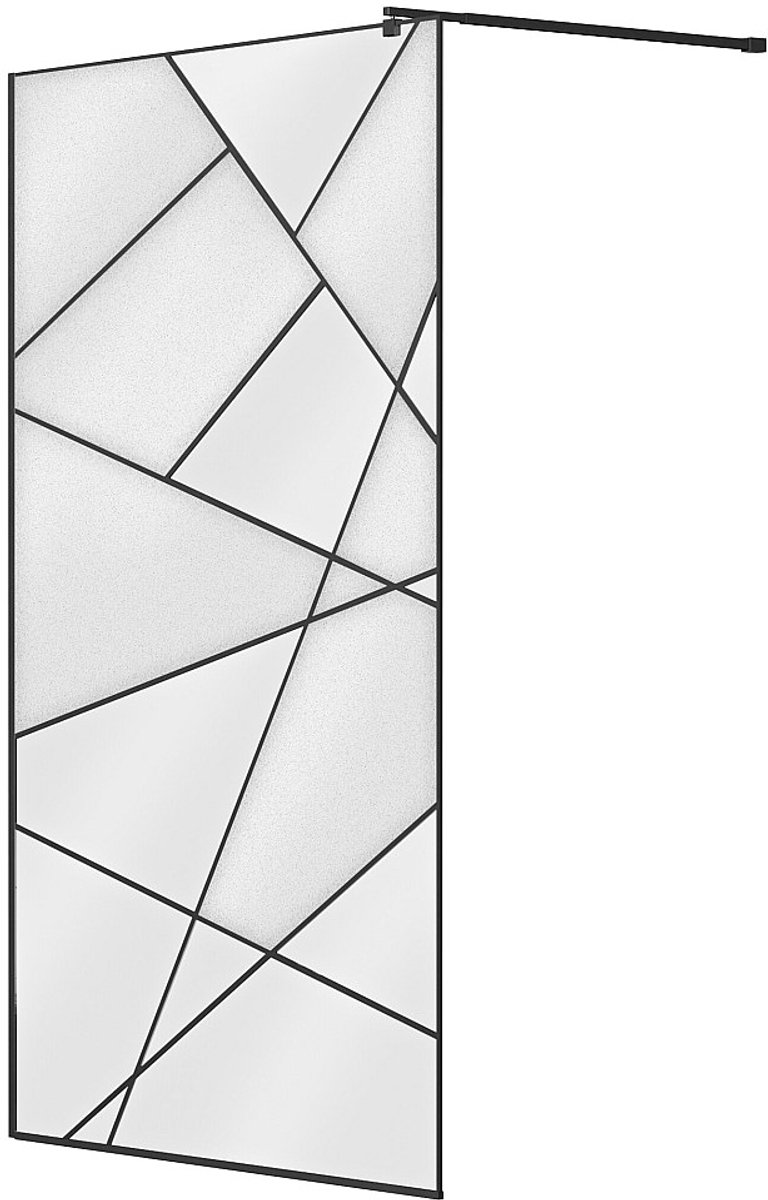 Vente-unique Italiaanse douchewand met grafisch effect - Mat zwart - 120 x 200 cm - TRISEO
