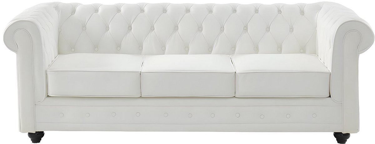 Vente-unique Driezitsbank van buffelleer CHESTERFIELD - Wit