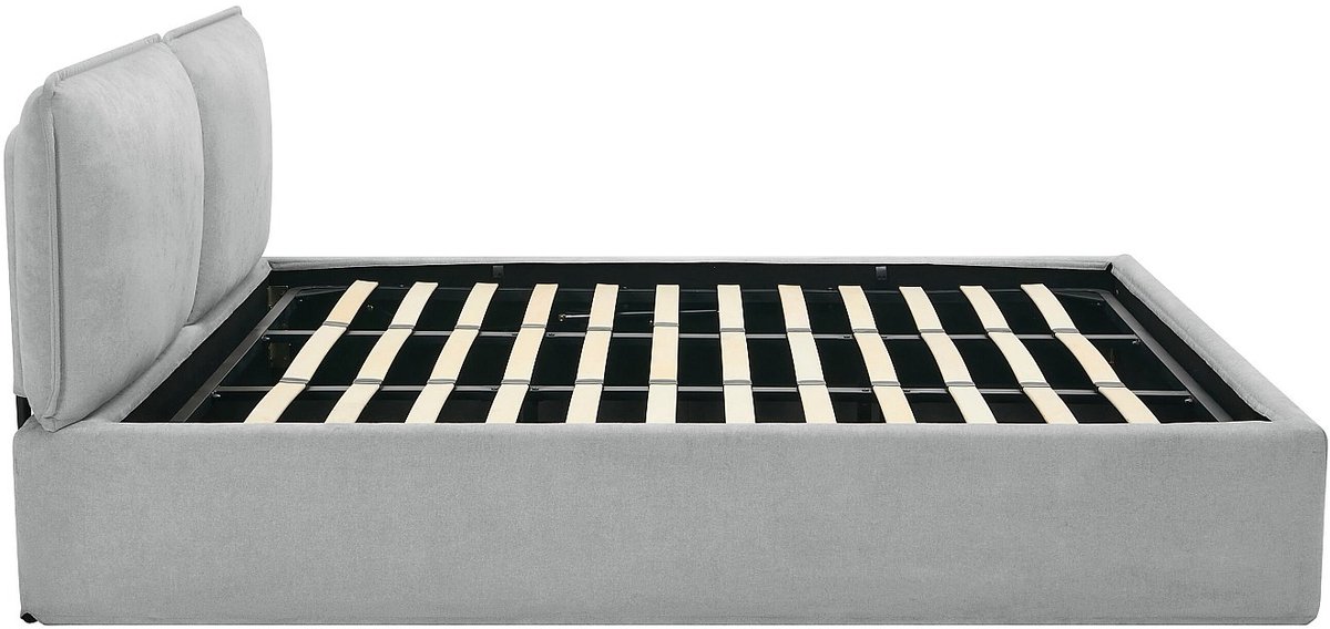 Vente-unique Bed met opbergruimte stof lichtgrijs 180 x 200 cm (Super King Size Bed)