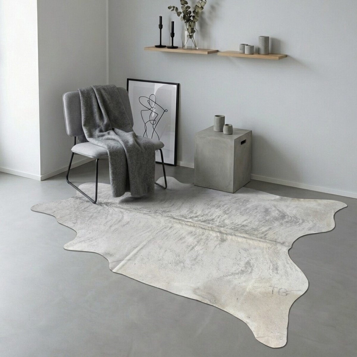 Koeienhuid Vloerkleed - Grijs / Taupe / 0144 - 215 x 213 cm - Koeienkleed / Koeienvel / Dierenvel / Dierenhuid / Koehuid Tapijt