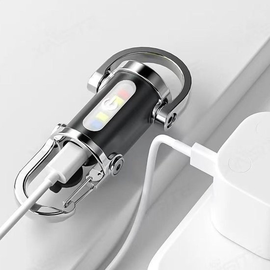 Mini USB oplaadbare LED zaklamp sleutelhanger, draagbare waterdichte camping zaklamp, sleutelhanger, outdoor uitrusting — afbeelding 5