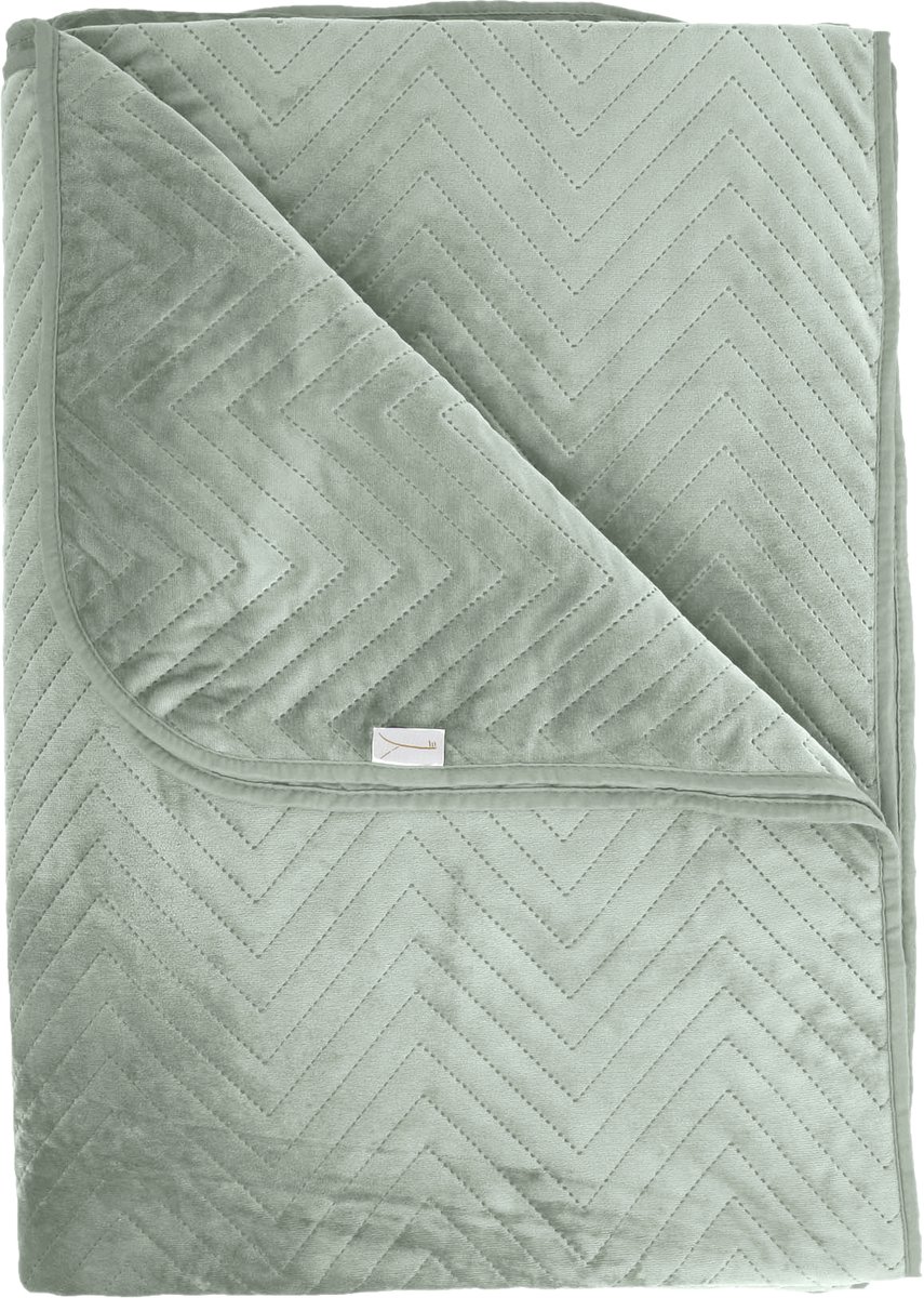 Yellow Bed Sprei Madeline - Bedsprei Tweepersoons - Visgraat patroon - 270x260 cm - Groen