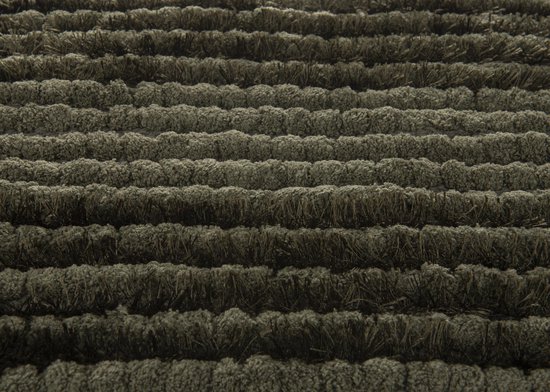 Textuur van donkergroene badmat met horizontale ribbels.