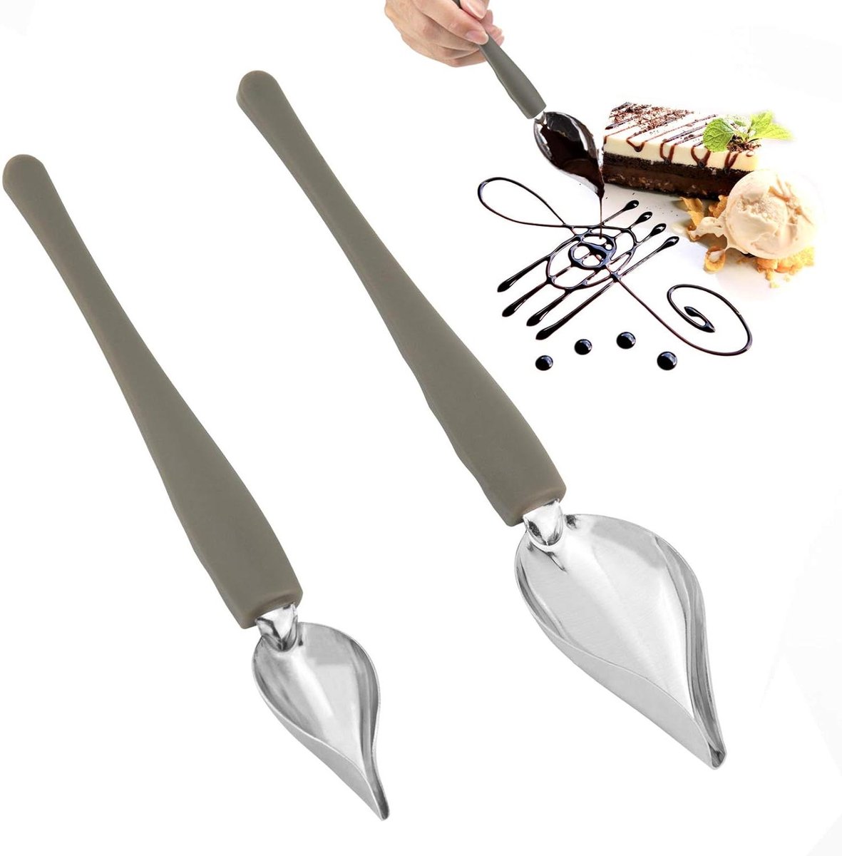 Precisie Decoreren Lepels van Roestvrij Staal voor Dessert en Cake - Set van 2