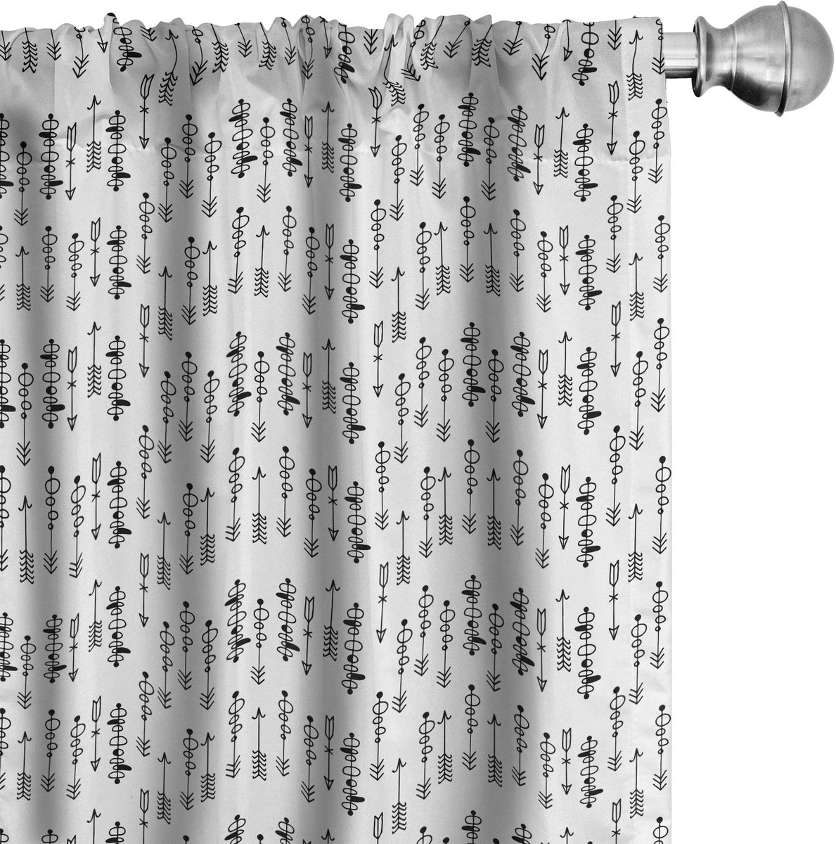 ABAKUHAUS Stammes Gordijnen – Schetsvorm – 2x75x245 cm – Zwart/Wit Zwart en wit
