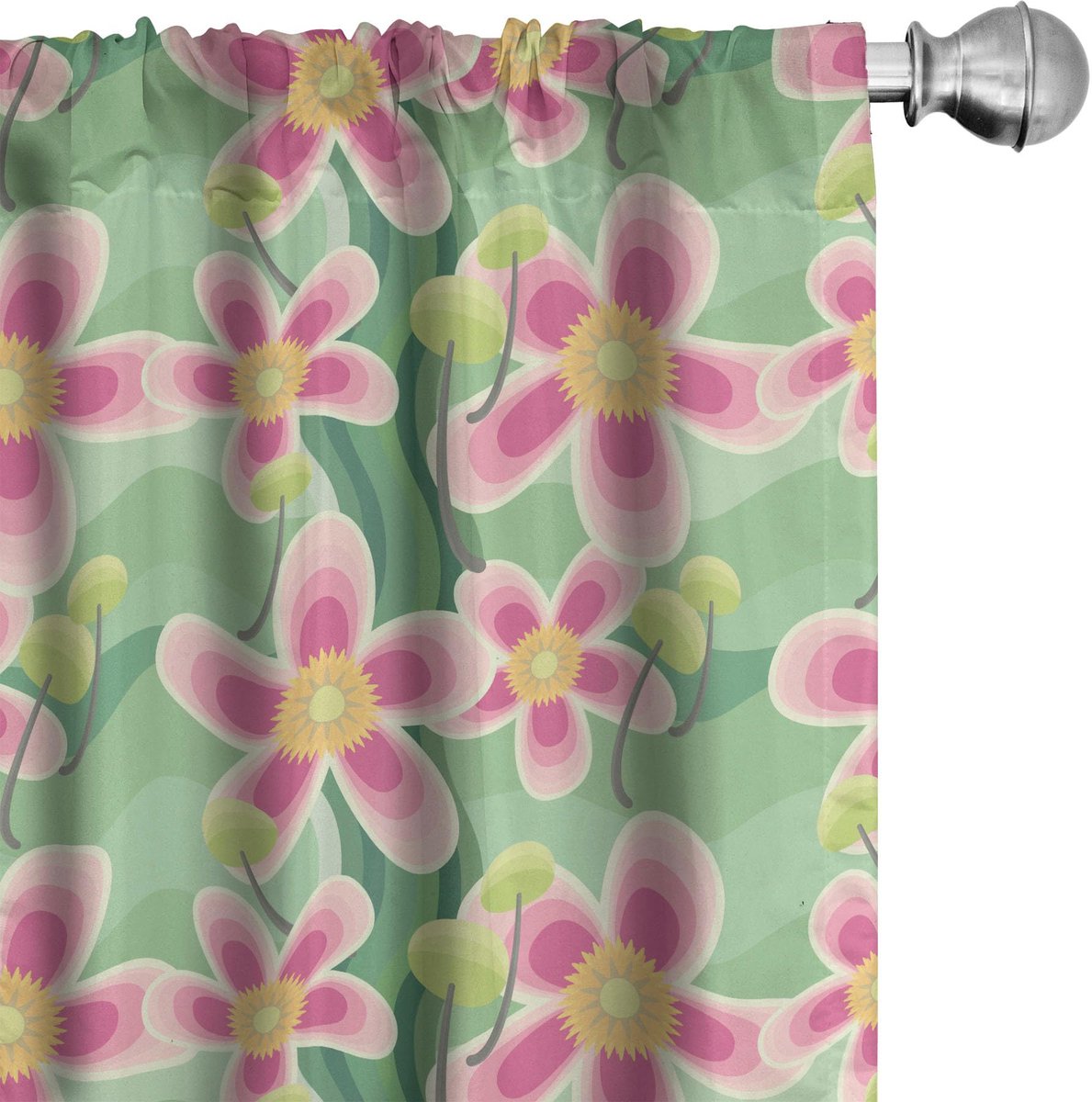 ABAKUHAUS Flora – Gordijnen – 2-delig 75x175 cm – Multicolor microvezel Mehrfarbig