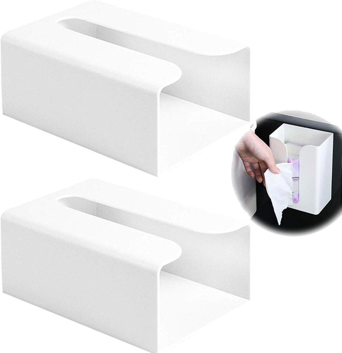 Toiletpapierhouder Wand - Tissuebox Deksel - U-vormig - 2 Stuk - Badkamer Keuken Kantoor