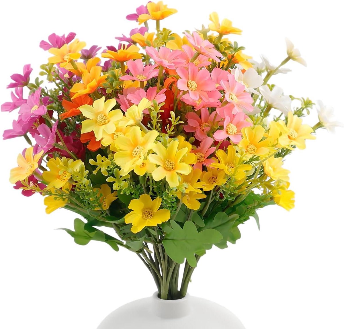 Cosensi Realistische Kunstbloemen voor Buiten en Balkonbakken, Weerbestendige Balkonplanten, Plastic en Zijden Bloemen - Set van 6 Bundels Any