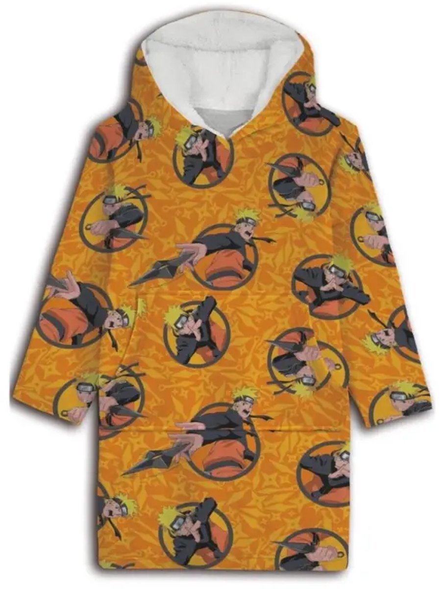 Naruto hoodie poncho geel maat XS - L - polyester